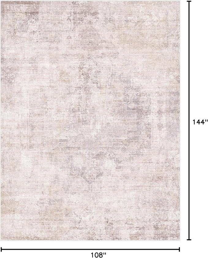 Modern Pink Abstract Area Rugs 9x12 for Living Room, Large Rug for Dining Room Under Table - Farmhouse Bedroom Rug Under Bed, Ultra Soft Washable Non Slip with Rubber Backing & Stain Resistant