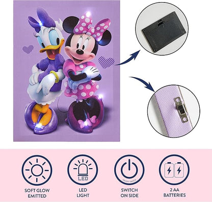 Disney Minnie Mouse Canvas LED Wall Art,Childrens Wall Hanging Décor,11.5"x15.75"