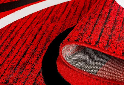 GLORY RUGS Modern Area Rug Swirls Carpet Bedroom Living Room Contemporary Dining Accent Sevilla Collection 4817A (4x6, Red)
