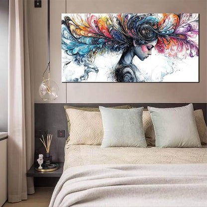 HUBOSKN Girl Canvas Wall Art for Living Room - Colorful Abstract Wall Art Bedroom - Girl Room Wall Decor Size 29" x 59"