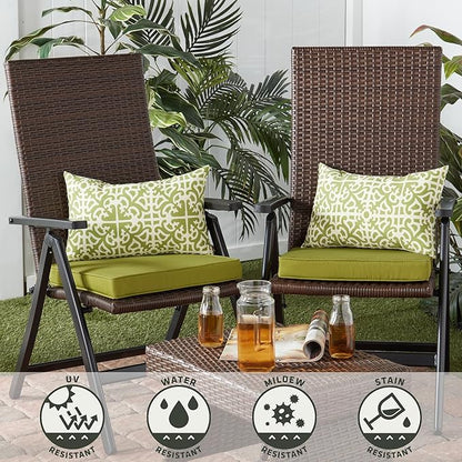 Greendale Home Fashions Outdoor 19x12 inch Rectangle Decorative Throw Pillow, 2-Pack, Moss 2 Count