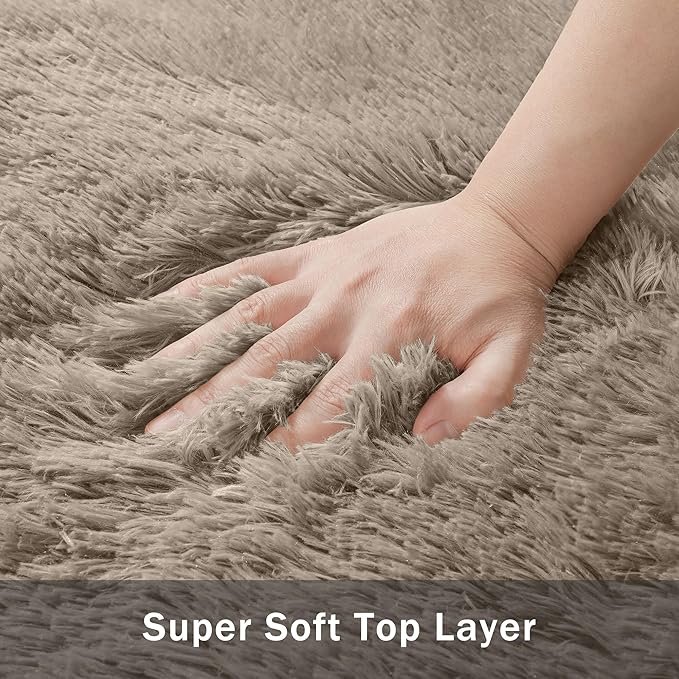 8x10 Area Rug for Living Room:Ultra Soft Fluffy Shag Grey Camel Rugs,Large Fuzzy Plush Indoor Non Slip Carpet Washable Rug for Bedroom Kids Nursery Office Dorm Modern Decor(Grey Camel 8'x10')