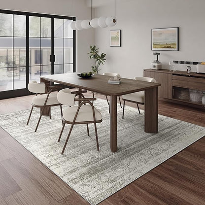 6x9 Area Rug for Living Room - Stain Resistant Machine Washable Non-Shedding Modern Abstract Rug, Soft Thin Indoor No Slip Carpet for Bedroom, Dining Table, Home Kitchen- Charcoal Grey (6'x9')
