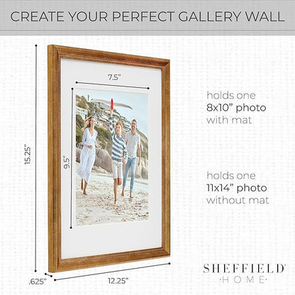Sheffield Home 9 Piece Gallery Wall Frame Set, 11x14 Inch, Beaded Antique Bronze