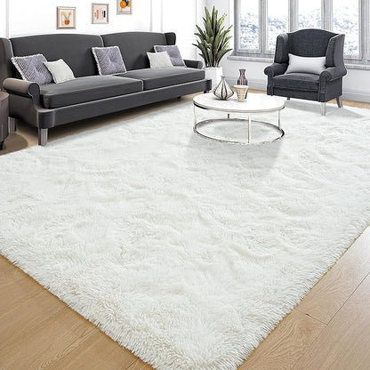 Tepook Area Rugs 10x14 for Living Room, Super Soft Fluffy Rugs for Bedroom, Modern Shaggy Rug Fuzzy Carpets for Kids, Plush Indoor Nursery Home Decor Rug with Non-Slip Bottom, Cream White