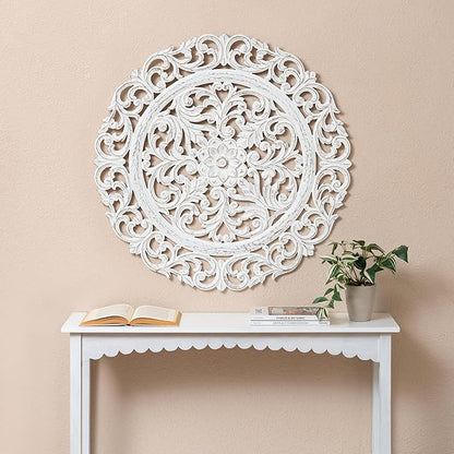 JFY Designs Wall Medallion - Wooden Wall Decor, Hand Carved & Embossed Decorative Wall Sculpture, Boho Farmhouse Wall Art, Perfect for Home, Office or any Living Space