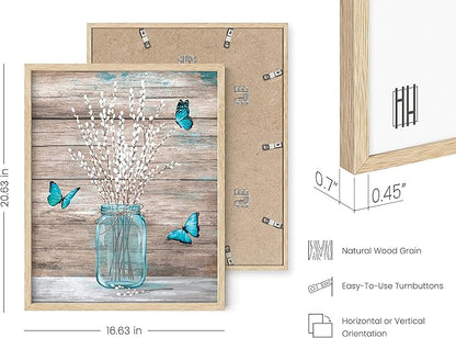 HAUS AND HUES Flower Wall Decor - Set of 4 Floral Wall Art, Framed Flower Painting, Floral Pictures for Kitchen, Bedroom, Living Room (16x20, Beige Frame)