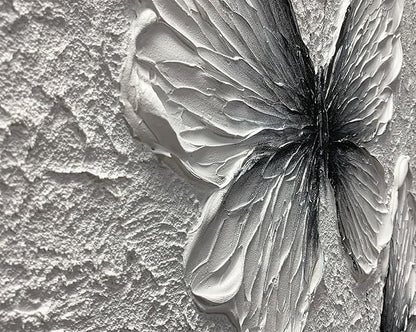 Boiee Art,24x36Inch Handmade Oil Painting Butterfly Wall Art Hand Painted Black and White Canvas Paintings Modern Abstract Home Wall Decorative Art