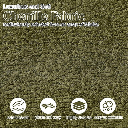 68.5" Loveseat Sofa for Living Room, Modern Luxury Plush Chenille Extra Deep Seat Curved Cloud Floor Couch with 3 Throw Pillows for Small Spaces, No Assembly Needed, Sage Green