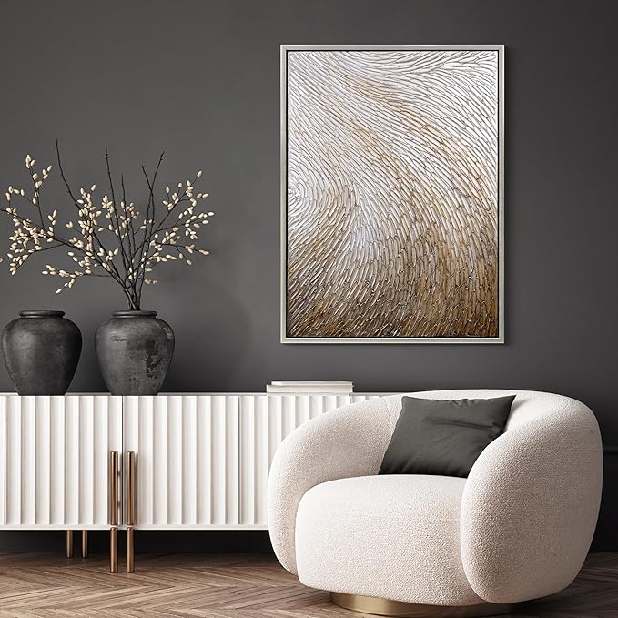 Empire Art Direct Gold Waves II Textured Metallic Hand Painted Framed Canvas Wall Art, Ready to Hang, Living Room, Bedroom & Office, 30"x40"x1.5"