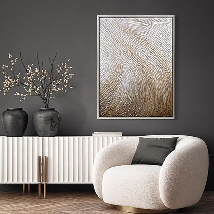 Empire Art Direct Gold Waves II Textured Metallic Hand Painted Framed Canvas Wall Art, Ready to Hang, Living Room, Bedroom & Office, 30"x40"x1.5"