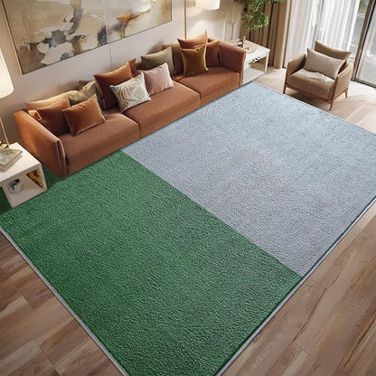 Rugs for Bedroom Living Room, 5x7 ft Light Grey Dark Green Area Rug, Washable Memory Foam Non-Slip Carpet, Modern Minimalist Indoor Carpets for Boys Girls Kitchen Home Decor