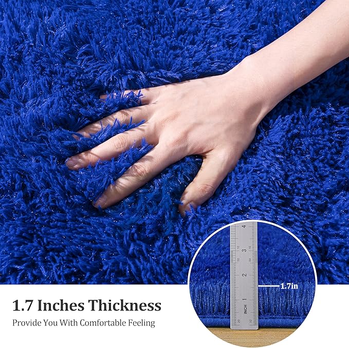 9x12 Large Area Rugs for Living Room, Blue Fluffy Shag Rug for Bedroom and Nursery, Soft and Comfy, Big Fuzzy Carpet for Kids, Girls, Boys Room Dorm Home Decor Aesthetic, Upgrade Non Slip