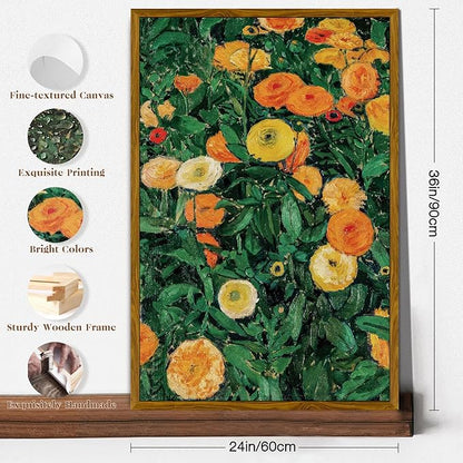 crmotu Large Framed Wall Art, Floral Botanical Canvas Art Prints, Yellow Flower Vintage Decor Paintings, Nature Plant Retro Pictures Wall Decor Living Room Bedroom Bathroom Office Artwork 24x36in