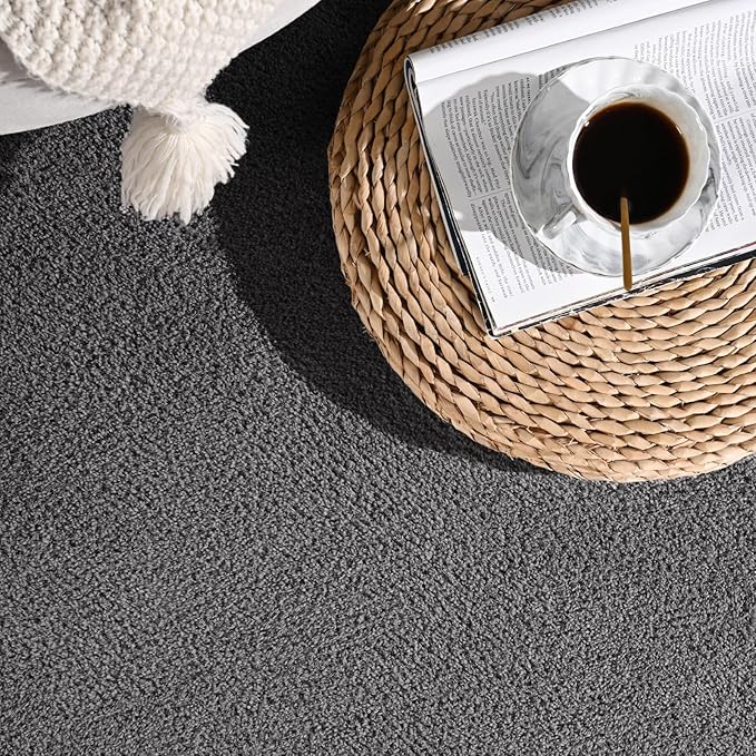 Gifeas Ultra Soft Round Area Rugs for Living Room Bedroom, 5x5 Feet Dark Grey Thickened Memory Foam Modern Indoor Circle Carpets, Non-Slip Comfy Circular Rug for Boys Girls Nursery Room Home Decor
