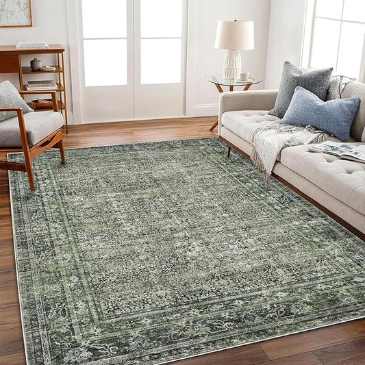 CHAMPLANT Area Rug 5'x7' Washable Rug Traditional Floor Cover Thin Retro Kitchen Indoor Distressed Non Slip Carpet for Living Room Bedroom Dining Room