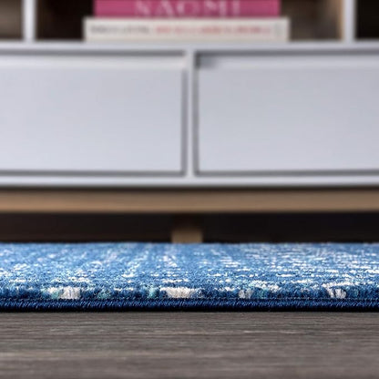 JONATHAN Y Boho Vintage Diamond Blue/White Runner Rug 2X8 ft, Moroccan Hype for Living Room, Bedroom, Kitchen, Office, Easy-Cleaning, High Traffic, Pet-Friendly, Non-Shedding (MOH101A-28)