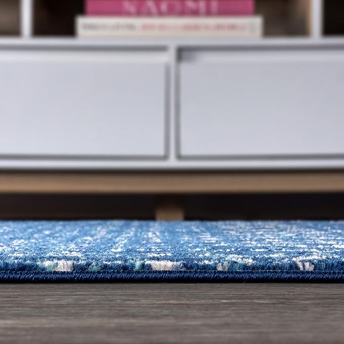 JONATHAN Y Boho Vintage Diamond Blue/White Indoor Area Rug 3X5 ft, Moroccan Hype for Living Room, Bedroom, Kitchen, Office, Easy-Cleaning, High Traffic, Pet-Friendly, Non-Shedding (MOH101A-3)