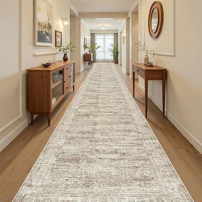 Soalmost 3x20 Hallway Runner Rug - Extra Long Carpet Runners for Hallways 20ft Non Slip Stain Resistant Rugs Runner for Living Room Bedroom 20 Feet Floor Carpet for Kitchen, Brown