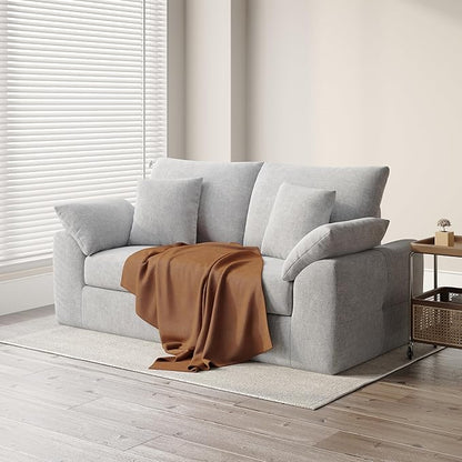 75.6" Modern Loveseat Sofa for Living Room, Cloud Boneless Couches with 4 Pillows, Mid Century Loveseat couches for Small Place, No Assembly Required, Light Grey