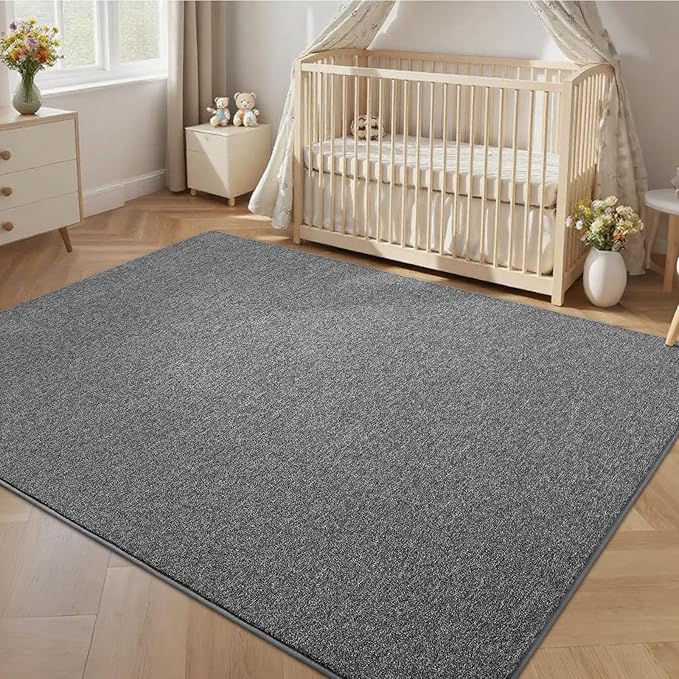4x6 Area Rugs for Bedroom Living Room, Dark Grey Soft Low-Pile Modern Indoor Thickened Memory Foam Non-Slip Washable Carpets for Kids Dorm Home Decor Rug