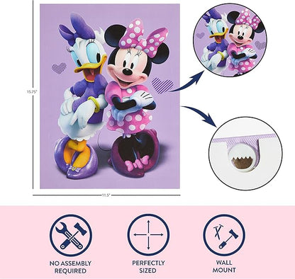 Disney Minnie Mouse Canvas LED Wall Art,Childrens Wall Hanging Décor,11.5"x15.75"