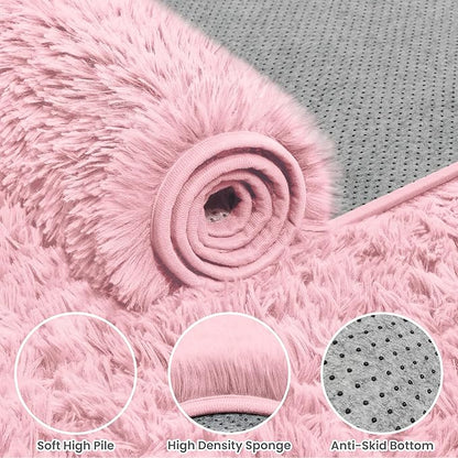 4x6 Area Rugs for Living Room Rug: Soft Fluffy Shag Pink Rugs for Bedroom, Non-Slip Large Fuzzy Plush Rug Indoor Floor Carpet for Nursery Kids Boys Girls Room, Dorms, Playroom, Modern Home Decor