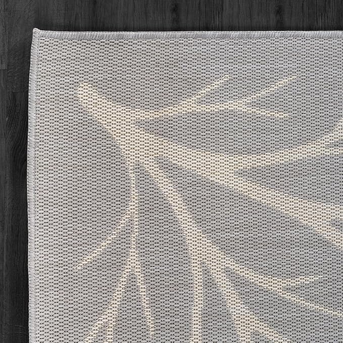 Washable Indoor Outdoor Rug 9x12 Modern Area Rugs Branch Pattern Non Shedding Waterproof Easy Clean Patio Deck Porch Living Room Bedroom Garden RV (9 X 12 Gray)