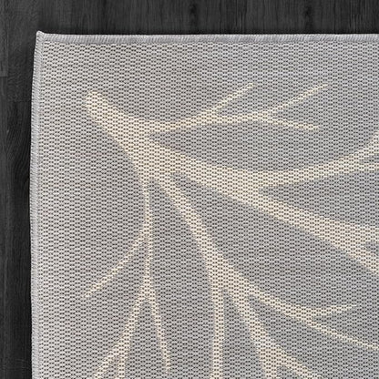 Washable Indoor Outdoor Rug 9x12 Modern Area Rugs Branch Pattern Non Shedding Waterproof Easy Clean Patio Deck Porch Living Room Bedroom Garden RV (9 X 12 Gray)