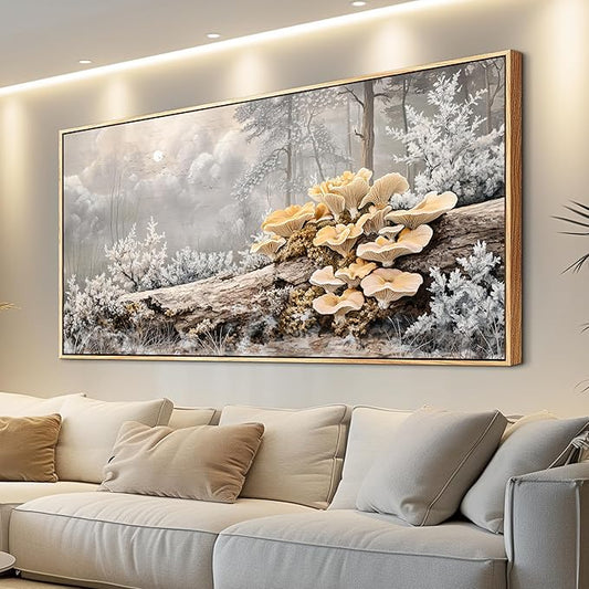 QIYILEXWART Canvas Wall Art For Living Room Wall Decor For Bedroom Office Wall Decoration Moonlit Forest Mushroom Landscape Painting Farmhouse Pictures Artwork Room Aesthetic Home Decor 20x40 In