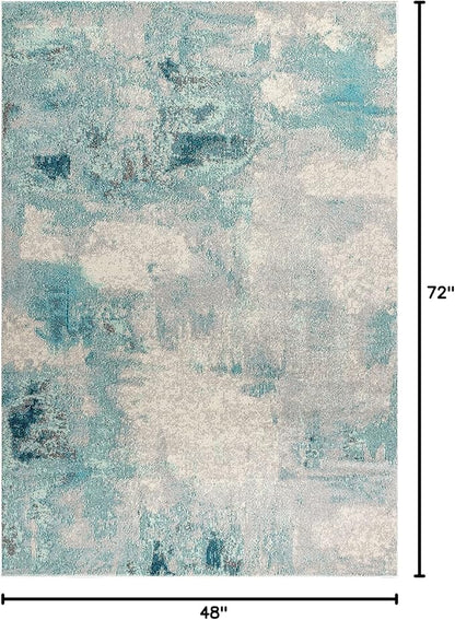 JONATHAN Y Modern Abstract Vintage Cream/Blue Indoor Area Rug, 4x6, Contemporary POP, Transitional, Easy-Cleaning for Living Room, Bedroom, Kitchen, Pet Friendly, Non-Shedding (CTP104A-4)
