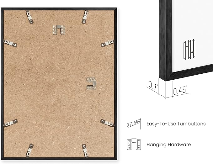 HAUS AND HUES 4x6 Black Metal Picture Frames - Features Premium Aluminum, Vertical Hanging & Easel Back, Shatterproof Plexiglass - Ideal for Home, Room, Office (4x6 in, Black, Set of 6)