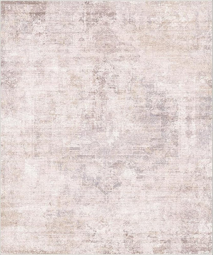 Hazo Haus Modern 10x12 Area Rug for Living Room - Large Bedroom Rug Under Bed, Pink and White Distressed Medallion Pattern, Ultra Soft Washable Non Slip Lightweight Thin Foldable