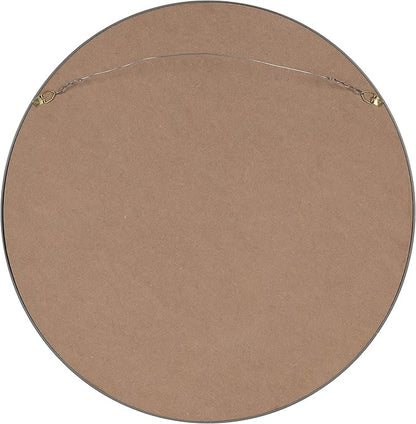 Kate and Laurel Travis Round Wood Wall Mirror, 21.6" Diameter, Navy Blue, Modern Wall Décor Accent