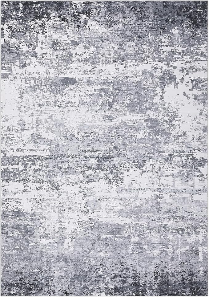 ROYHOME Modern Abstract 2x3 Area Rug Non Slip Non Shedding Low Pile Stain Resistant Rug for Entryway Kitchen Bedroom,Light Grey