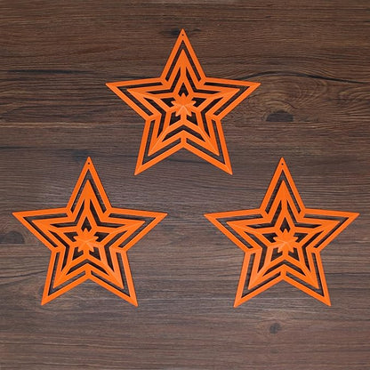 CVHOMEDECO. Primitives Rustic Antique Vintage Gifts Cut-Outs Metal Barn Star for Wall/Wreath/Door Decor, 8-Inch, Set of 3.(Orange)