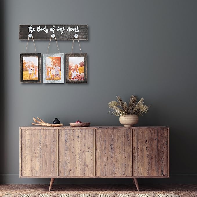 4X6 Picture Frames Collage for Wall Farmhouse Rustic Vintage Photo Frame with HD plexiglass Hanging Collage Picture Frame Wall Decor for Living Room, Set of 3