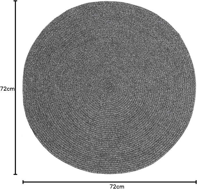 nuLOOM 6' Round Solid Hand Braided Indoor/Outdoor Area Rug, Pet-Friendly, High Traffic, Weather Resistant, for Patio, Balcony, Bedroom, Living, Dining Room, Wynn Charcoal