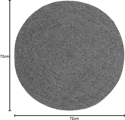 nuLOOM 6' Round Solid Hand Braided Indoor/Outdoor Area Rug, Pet-Friendly, High Traffic, Weather Resistant, for Patio, Balcony, Bedroom, Living, Dining Room, Wynn Charcoal