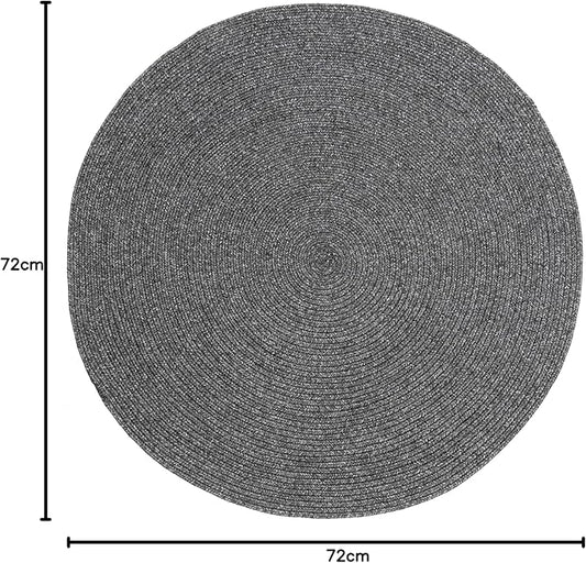 nuLOOM 6' Round Solid Hand Braided Indoor/Outdoor Area Rug, Pet-Friendly, High Traffic, Weather Resistant, for Patio, Balcony, Bedroom, Living, Dining Room, Wynn Charcoal