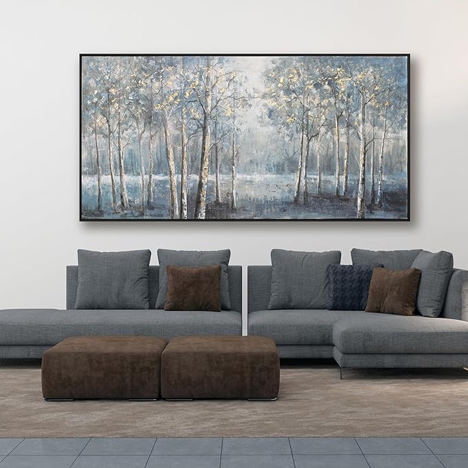 Dark color system Trees Canvas Wall Art Decor Modern Framed Wall Decorations Large Home Decor Wall Art Prints Forest Landscape 24"×48" Pictures for Room Wall Bedroom Office Decor