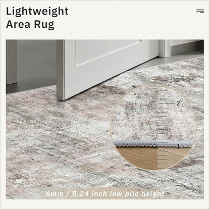 Soalmost Runner Rug 2x5 Washable Non-Slip Kitchen Runner Rugs for Bathroom Laundry Room Pink/Grey Vintage Floor Carpet Runners for Hallway Entryway