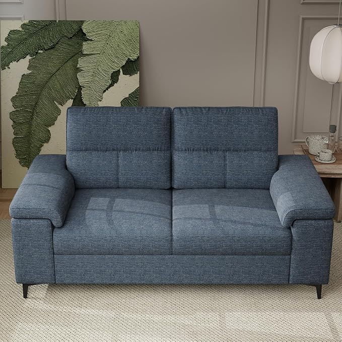 Upvilla 71.25" Modern Sofa Couch for Living Room, Deep Seat Sofas with 8”Cushion, Comfy 2-Seater Chenille Loveseat with Convertible Armrest, Removable Sofa Cover, High Leg(Blue)