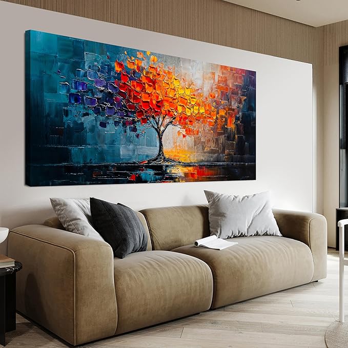 Canvas Wall Art Decor Tree of Life Wall Art Modern Wall Art Pictures for Living Room Colorful Wall Art Prints Canvas Art Wall Decor Large Artwork for Walls Kitchen Bedroom Office Decor 24" X 48"