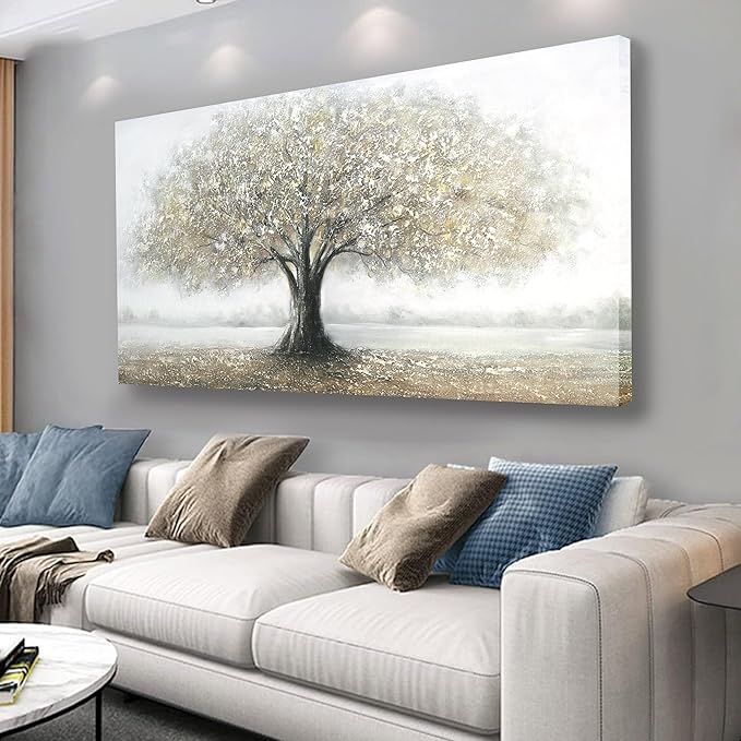 Yuaxker Tree of Life Wall Art Black and Gold Wall Decor Room Decor Aesthetic Landscape Artwork for Living Room Bedroom Dining Room Office Home Decor 20x40inch