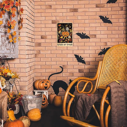 Halloween Metal Sign | Pumpkin, Witch & Kid Design | Man Cave Decor Spooky Festival Decor for Home Wall, Party Backdrop & Yard | Ideal for Halloween Enthusiasts & Family Gatherings 8x12in