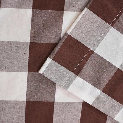 3 Pieces Tier Curtains and Valance Set Buffalo Check Kitchen Tiers Plaid Gingham Grommet Top Classic Short Small Cafe Curtains Country Farmhouse Cafe Bathroom 54"x18"/32"x36" Brown & White