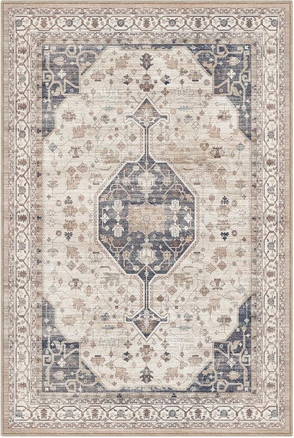LUMI 10x14 Washable Area Rug for Living Room, Ultra Soft Traditional Rugs Non Slip with Rubber Backing, Low Profile, High Traffic, Stain Resistant Carpets, Ideal for Bedroom, Dining Room, Indoor