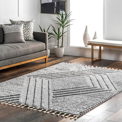 Nuloom Risette Light Grey, 12' x 15', Geometric, Soft and Textured, High Traffic, Stain Resistant, Easy Clean, Durable Area Rug for Bedroom, Living Room, Dining Space, Den, Foyer, Entryway