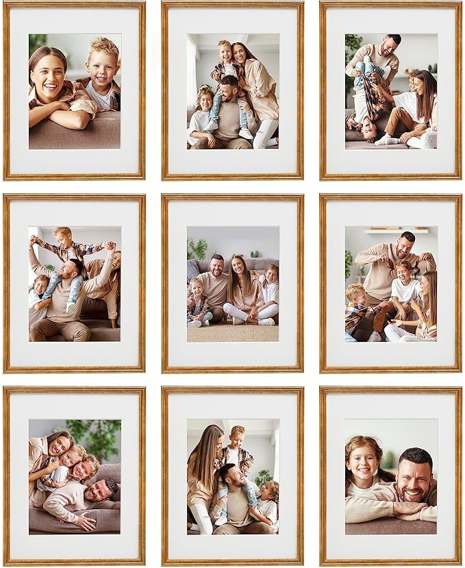 Sheffield Home 9 Piece Gallery Wall Frame Set, 11x14 Inch, Antique Bronze